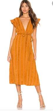 Revolve Line & Dot Bryn deep v neck dress in Golden Mustard S